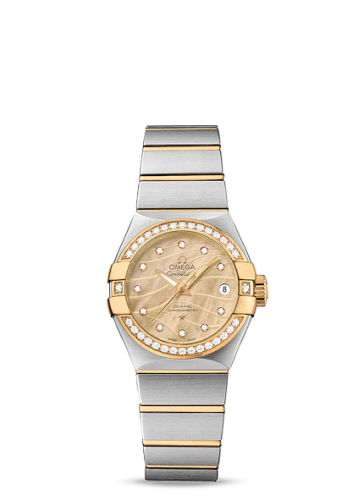 Omega Constellation Co-Axial 27 Brushed Stainless Steel / Yellow Gold / Diamond Bezel / Champagne MOP